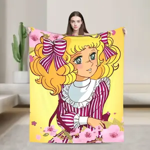 Anime Candy Candy Knitted Blanket Flannel Cartoon Ultra-Soft   Blanket for Outdoor Travel Bed