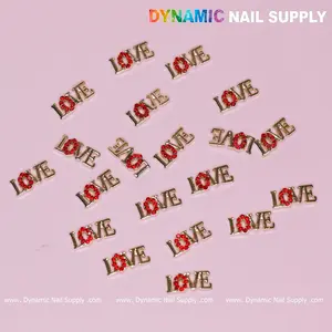 20 pcs Cute Letters Love Word Nail Charms ( O letter is engraved by small red stones)