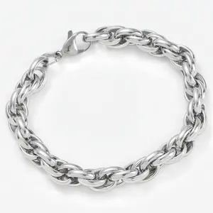 [Angela Boutique] Fashionable hand-woven thick twist men's titanium steel interlocking bracelet couple niche stainless steel hand jewelry gift