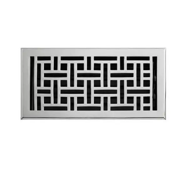 New Chrome 6" x 10" Wicker Style Solid Brass Floor Register by Signature Hardware