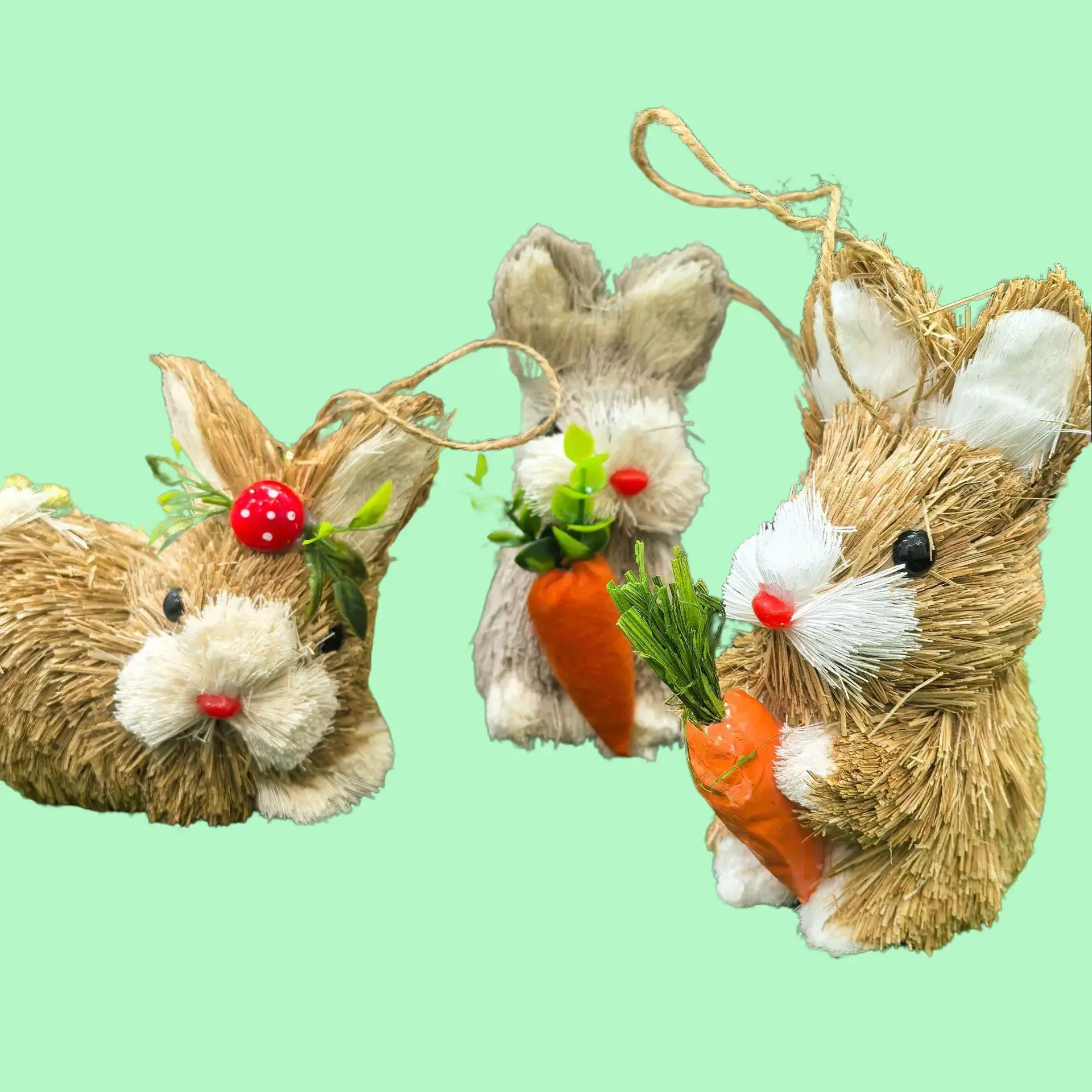 13cm rabbit made of reed grass, a good friend's gift