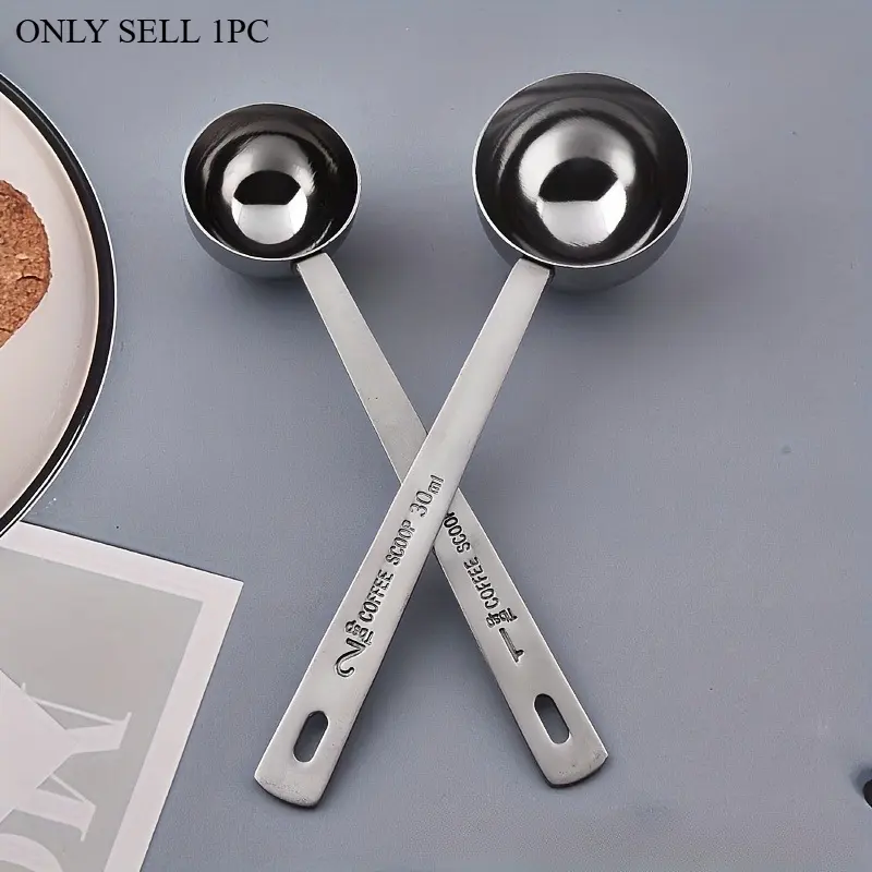 1pc Stainless Steel Coffee Scoop, Tablespoon Measuring Spoon Long Handle Coffee Spoon for Kitchen Cafe Making, Coffee Making Tool