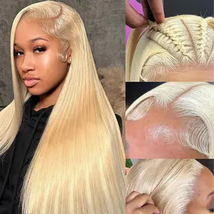 613 13x6 Lace Front Wig Human Hair Pre Plucked Blonde Lace Front Wigs Human Hair Straight for Women with Baby Hair glueless wig wigs for beginners  hd frontal wig