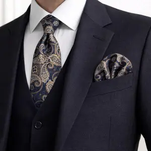 Men’s Tie & Pocket Square Set Luxury Paisley Design Elegant Formal Suit Accessories Wedding Gift for Him