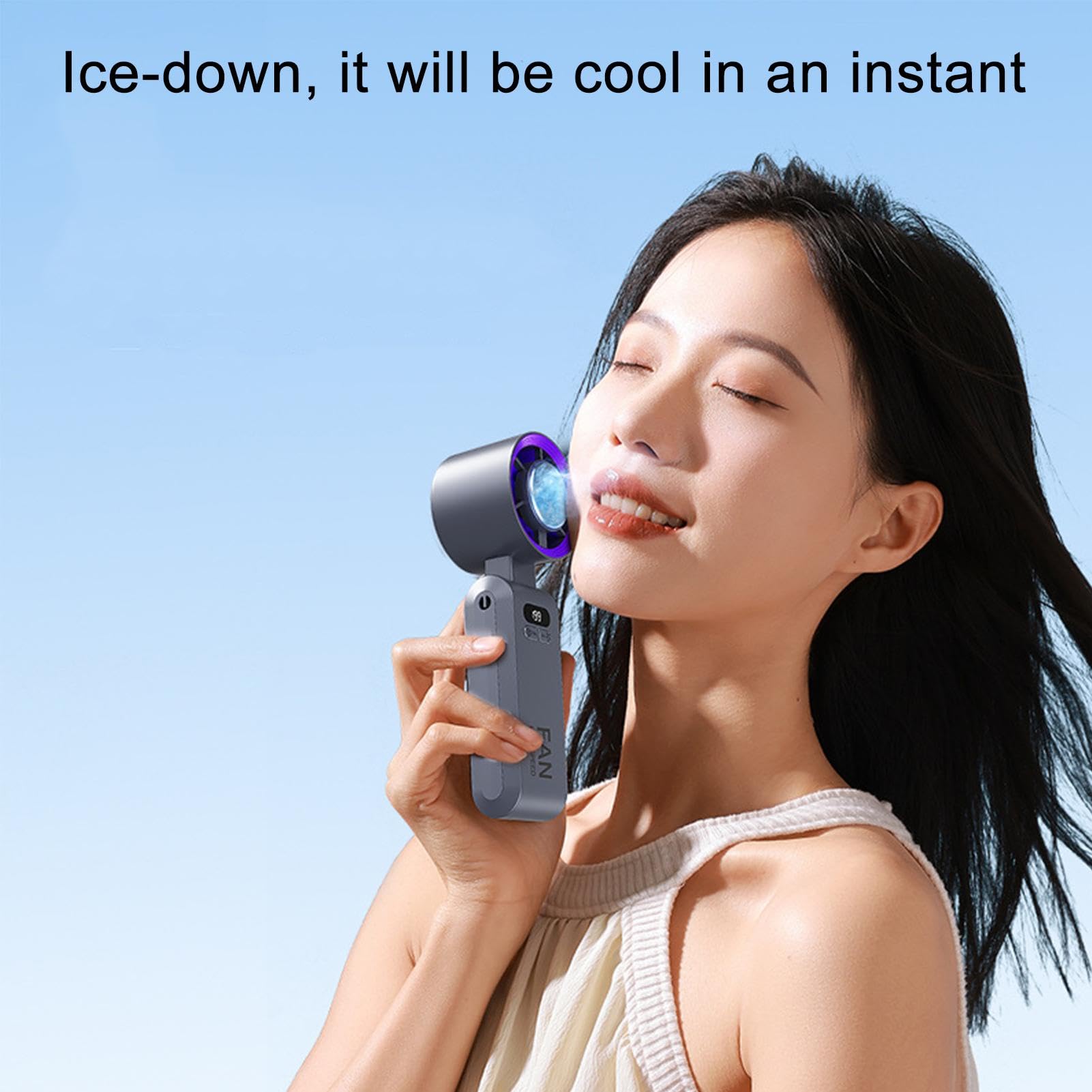 20000 RPM High Speed Handheld Fan with Ice Cooler, Rechargeable Portable Pocket Fan Adjustable Speed Personal Fan for Travel Outdoor Office Purple