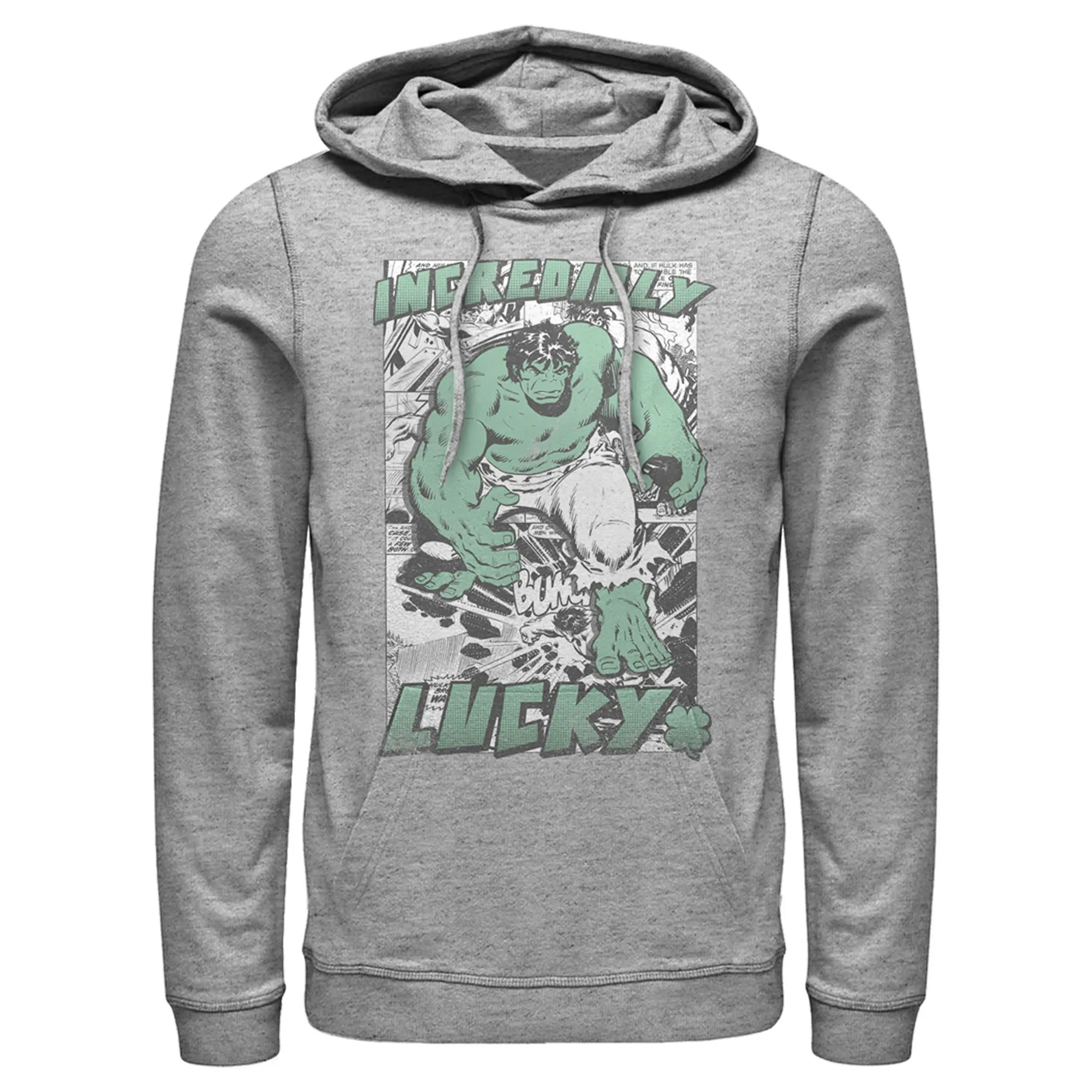 Men's Marvel Hulk St. Patrick's Day Comic Incredibly Lucky Pull Over Hoodie