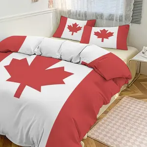 Canada Flag Inspired 3-Piece Bedding Set (1 Duvet Cover + 2 Pillow Shams) – 102"×90"