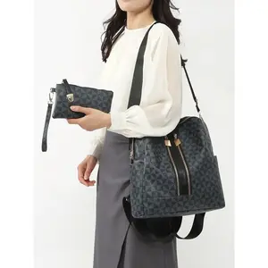 Women's Fashion Plaid Geometric Pattern Backpack and Wallet Set, Multifunctional Vintage Design, Durable Material, Ideal for Daily Use