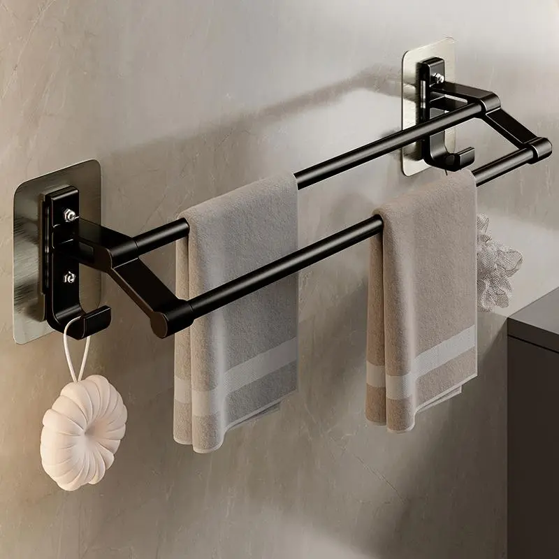 Wall Mounted Bathroom Towel Shower Rack, 1 Count Punch Free Towel Holder, Bathroom Storage Rack, Home Organizer, Bathroom Supplies, Storage Hooks, Bathroom Organization, Bathroom Organizers, Bathroom Organizing Accessories