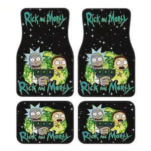 4pcs WB Rick and Morty Themed Car Floor Liners - Rick' Iconic & Morty' Face Design, Heat-Resistant Fit Auto Floor Mats Compatible for Sedans, Trucks, SUVs (Rick and Morty Fans)