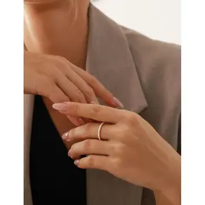 Gold Plated Solid 925 Sterling Silver Stackable Moissanite Ring Eternity Bands for Women| Bezel Setting Love Ring  Wedding and Daily princess cut ring halorings