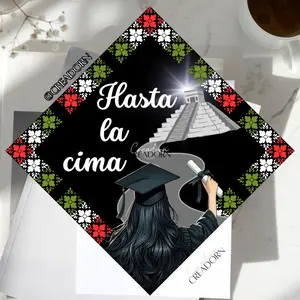Spanish Quote Mexican American Graduation Print Cap Topper, Flag Mexico Printed Grad Hat Decoration