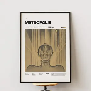 Metropolis Poster, Fritz Lang's 1927 Film Metropolis Print, Brigitte Helm and Alfred Abel Cult Movie Poster, Movie Wall Art Idea Unframed Poster, Aesthetic Poster, Home & Office,  Modern Wall Decor, Aesthetic Room Art