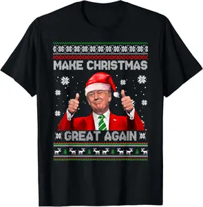 100% Cotton Make Christmas Great Again with Hilarious Ugly Trump Pajamas T-Shirt