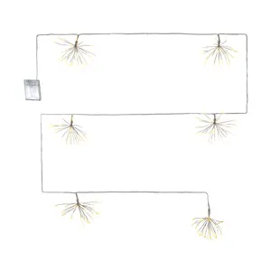 LumaBase Battery Operated Starburst Garland String Lights with 25 Warm White LED Lights 112" White Cord for Festive Illumination
