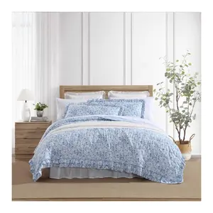 Laura Ashley Quartet Blue Full/Queen Quilt ShamSet Laura Ashley Quartet Blue Full/Queen Quilt ShamSet