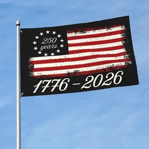 2D Flat, 2D Door Flag 1pc Vintage American 250Th Anniversary Flag - 1776-2026 Patriotic Yard Logo Flag, Durable Polyester, Celebration Decor,, Outdoor Decor |   Flags, 2D Flat