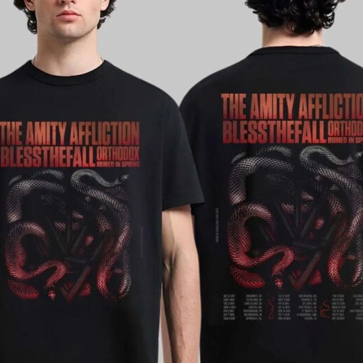 The Amity Affliction 2026 House Of Cards USA Tour Schedule Dates With Bless The Fall Orthodox And Buried In Spring T-Shirt 06A 2C0