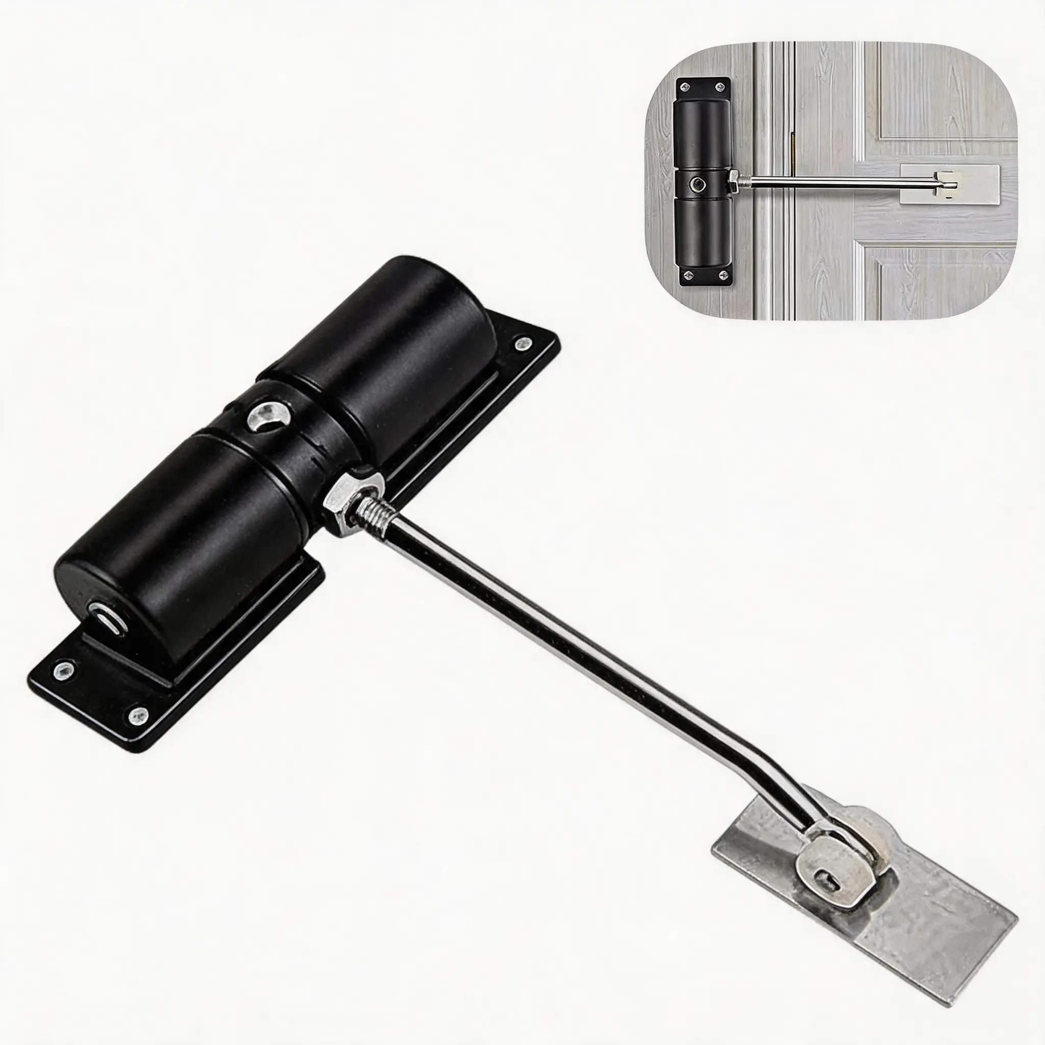 30kg Load Adjustable Spring Door Closer, Heavy Duty Zinc Alloy Auto Closing Door Hinge