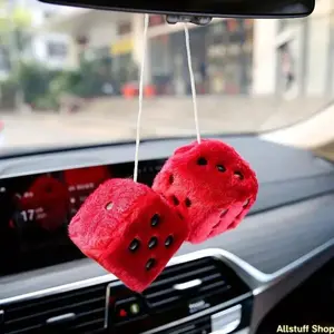 Cute Soft Plush Dice-Shaped Car Rearview Mirror Hanging Ornament - Scratch-Resistant Universal Interior Decor Pendant, Fits Most Cars & SUVs, Adorable Auto Accessory for Car Lovers,summervibes