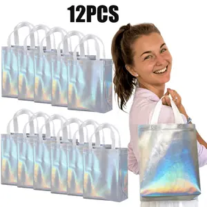 12Pcs Non-woven Reusable Gift Bags With Handles for Party Favor, 8x4x10 Inch Gift Bags Suitable for Present Bag, Parties, Weddings, Festivals, Shopping Bags