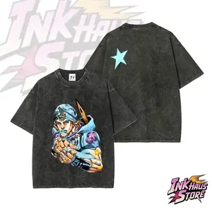 Johnny Joestar, the protagonist of the seventh part of JoJo's Bizarre Adventure, "Steel Ball Run".--Short Sleeve Cotton Unisex Retro wash Tee O2R