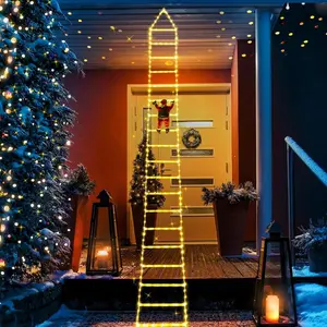 USB Powered LED Christmas Decorative Light, Led Star Light, Decorative Ladder Light with Santa Claus, Decorative Light for Indoor Outdoor, Window, Garden, Home, Wall, Outdoor Decorative Lights
