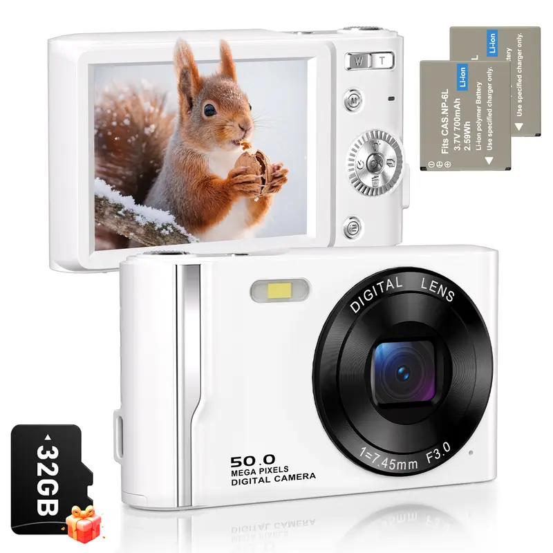 Mini Point-and-Shoot Digital Camera - Compact Pocket Camera with Built-in Cells, SD Card Slot, USB Charging, Rechargeable Battery, Teen-Ready Gift for Handheld Electronics Enthusiasts