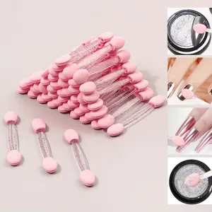 50 Count Pink Sponge Eyeshadow Brushes, Soft Double-Ended Makeup Applicators for Eyeshadow Blending, Lip Color Swatches & Everyday Beauty Routines
