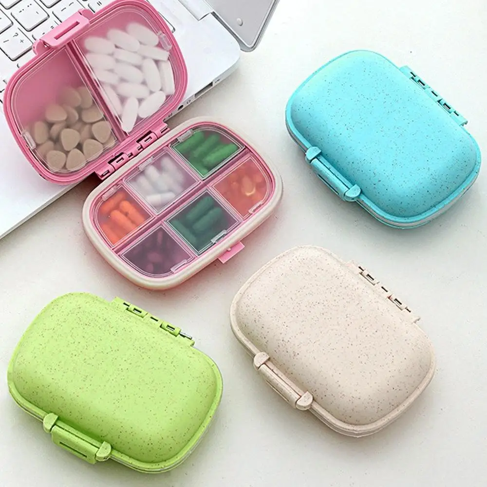 Portable 8-compartment Pill Box, 1 Count Pill Container with Removable Lid & Lock, Household Pill Organizer for Daily Medicine, Supplement, Vitamin, F