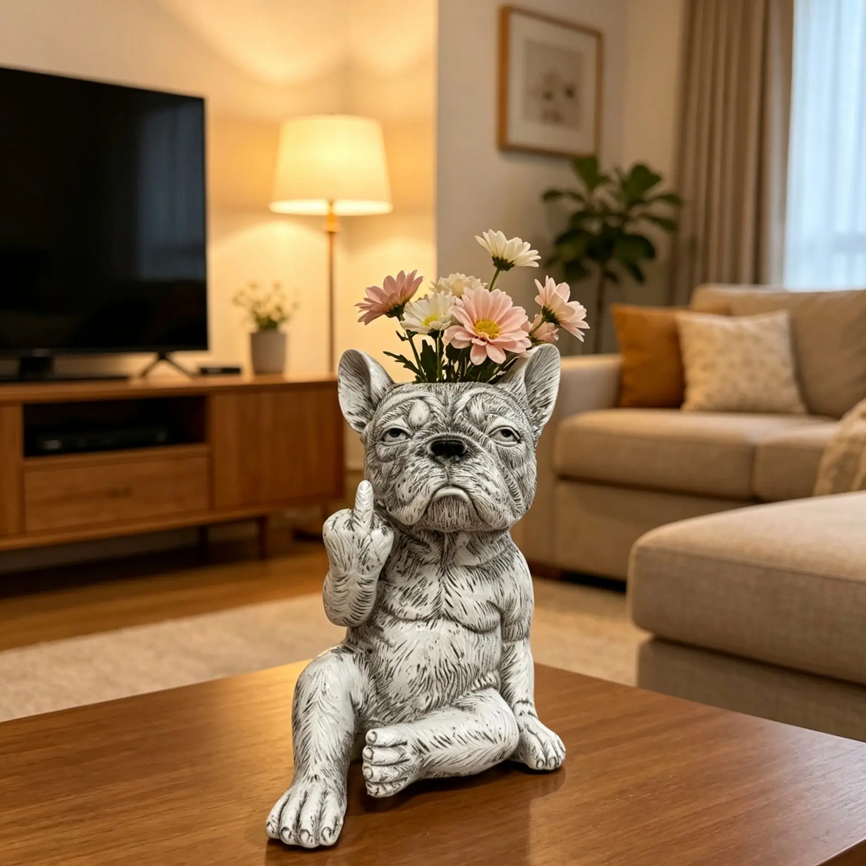 Vertical Middle Finger Flower Pot Decor, Cool Personality Style, Sketch Texture Design, Plantable Vase, Desktop/balcony Decoration, Sculptural Planter, Flower Planters, Resin Planters