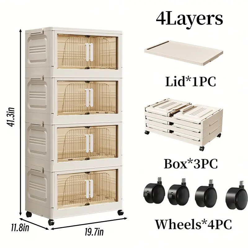 4-Tier Clear Storage Cabinet