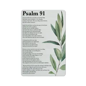 Psalm 91 Metal Tin Sign | Bible Verse Wall Art | Christian Home Decor & Gifts