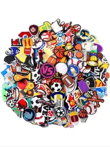 Random Print Sports Ball Theme Shoe Charm, 20pcs Cute Funny Shoe Decoration, Sports Assorted Varieties Shoe Decoration for Women & Men