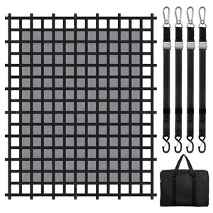 VEVOR Cargo Net, 120 in x 105 in, Heavy Duty Truck Cargo Net for Truck Bed, 4 Adjustable Straps with Carabiners & S-Hooks, Wear-resistant & Weather-proof, Suitable for Pickup, Truck, Jeep, SUV, Boat