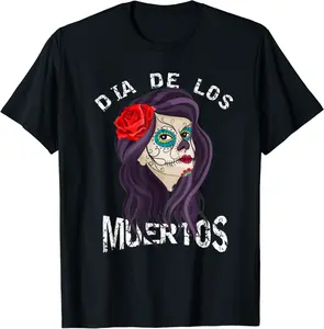 Day of The DEAD SKULL Sugar, Dia De Los MUERTOS, Calavera T-Shirt - 20B07YND7N39