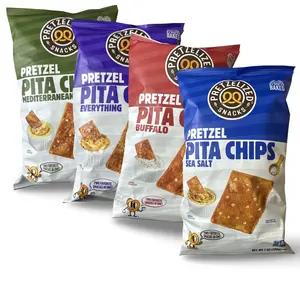 Pretzelized Pita Chips 4 Flavor Variety Featuring Sea Salt, Buffalo, Everything and Mediterranean Herb