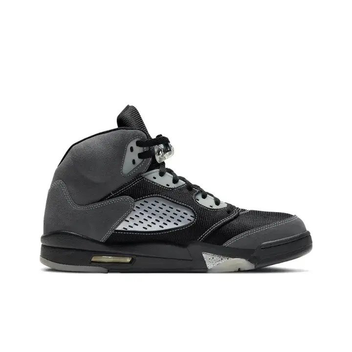 Unisex High Top Basketball Sneakers, Charcoal Grey Black Patchwork Suede Gum Translucent Outsole, Visible Air Cushion Street Trainer Shoes