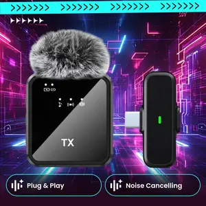 Wireless Lavalier Microphone for iPhone USB-C – Noise Cancelling Clip-On M