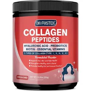 Multi Collagen Peptides Powder with Probiotics - Type I II III V X Hydrolyzed Collagen Peptides, 35 Servings