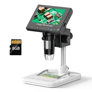 Aikokkl 4.3-Inch LCD Digital Microscope, 10X-1000X Magnification with 8 Adjustable LED Lights, Ideal for Coins/Stamps/Plants/Soldering, Compatible with PC/Mac/iOS/Windows, HD Observation Tool for Kids & Adults. Learning Materials