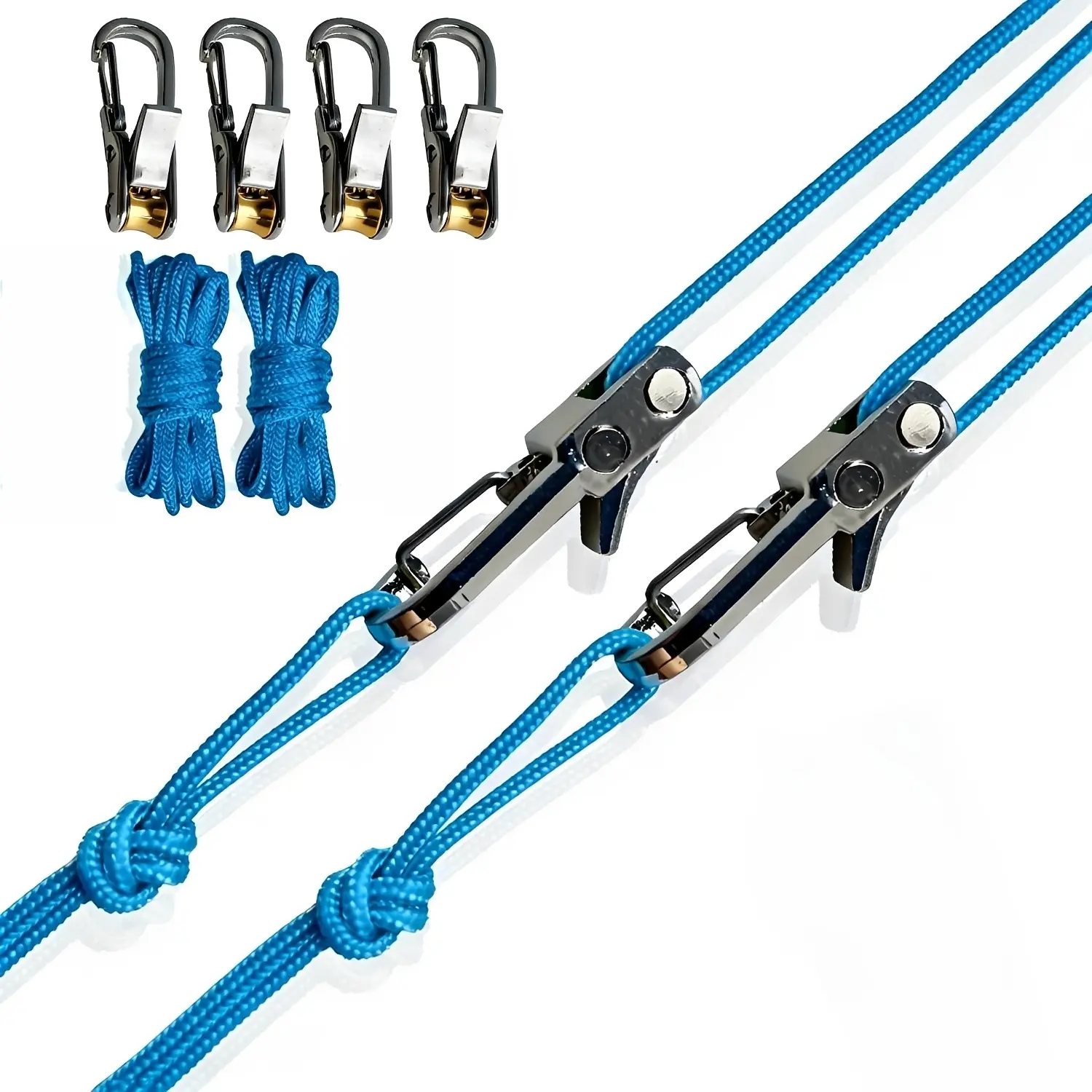 6-Pack Retractable Buckle Rope-Adjustable Ropes,Marine Brass, Paracord-Fit Accessory for Reflective Cord, Adjustable Ropes - Easy Secure Tie Down for Outdoor Camping, Trailer Hitch Mounting, Adjustable Hanging Ropes, Glamping