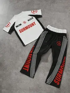 Men's Striped Letter Graphic T-Shirt and Sport Pants Set, Streetwear Tracksuit Set, Casual Fashion Daily Wear, Comfortable and Stylish
