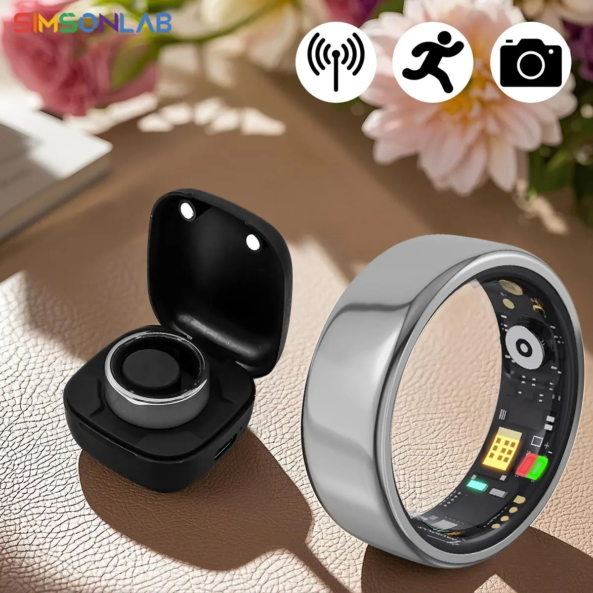 SIMSONLAB Smart Ring with Charging Compartment, Smart Ring Health ...