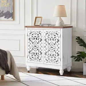 [LIVE] Hollow-Carved Retro Style Medicine Cabinet, Bedside Table, Sideboard - Bedroom Furniture Nightstand Design Interior Modern Cupboard