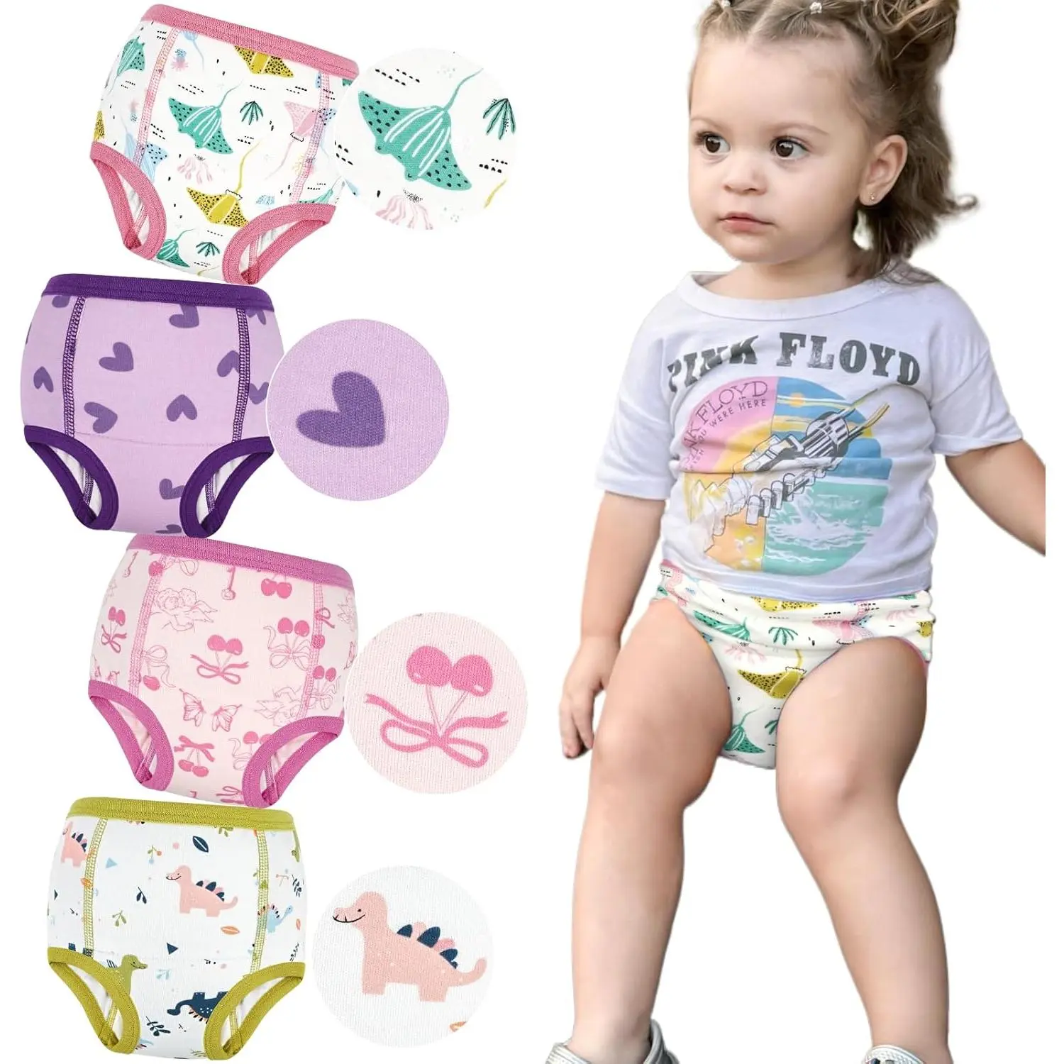 Baby Training Underwear for Potty Learning 4 Pack 3T Size 100% Cotton Absorbent Pants