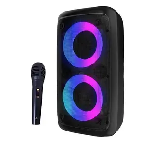 Portable Wireless Speaker with Microphone, Rechargeable Wireless BT Speaker with LED Light, TWS Stereo Sound Box for Home Party