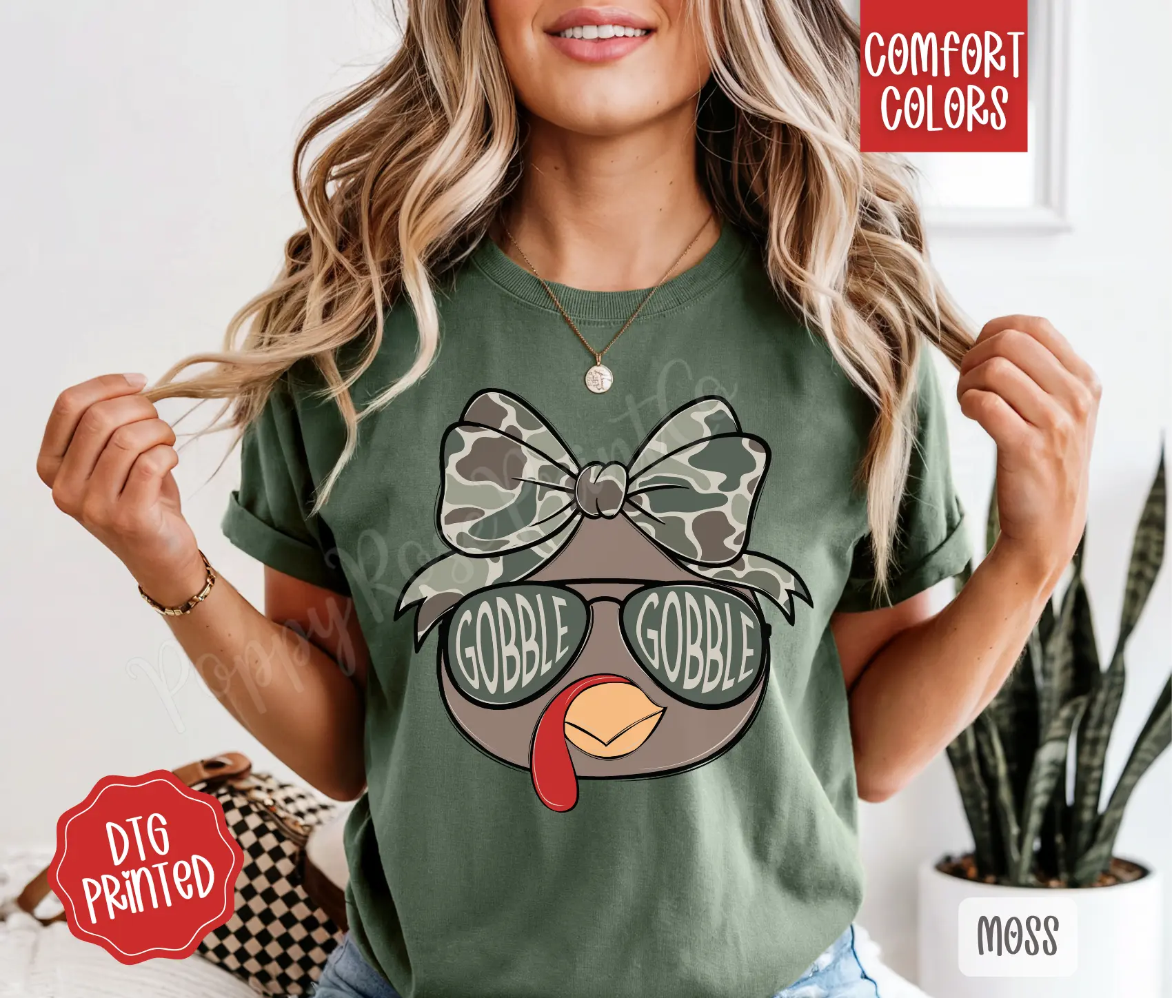 Camo Gobble Girl Shirt Comfort Colors, Trendy Women's Thanksgiving Tshirt