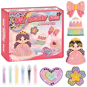 YoFellas DIY Bead Art & Mosaic Kit for Kids Ages 6-12 – Complete Craft Set with Bead Pens, Colorful Templates, and Fun Stencils – Creative Arts & Crafts Activity for Boys and Girls - 5 PCS