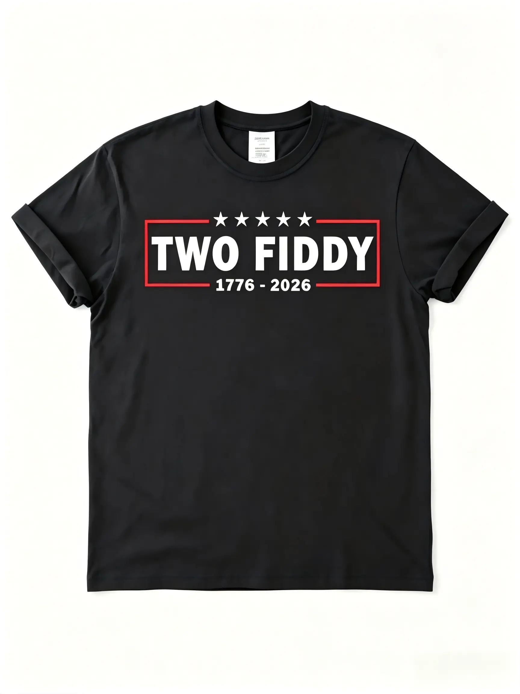 Men's Oversized Fade-Resist Cotton Short-Sleeve Tee - Patriotic USA 1776-2026 250 Years Fadeslow Print, 1-of-a-Kind, Soft Textured Fabric, Round Neck, Standard Sizes, Casual Loose, Menswear, Sports & Outdoor Streetwear Top, Cold Wash Compatible, Shortslee